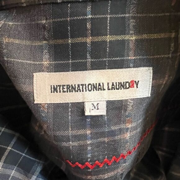 International Laundry Plaid Button Down Shirt Sz Medium Gray Non-Iron Relaxed - Picture 10 of 10